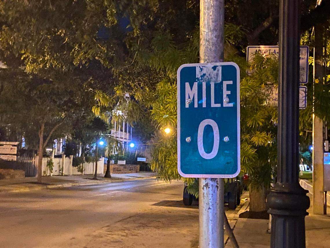 The mile marker zero signs at the end of the Overseas Highway in Key West are favorite photo opportunities for tourists.