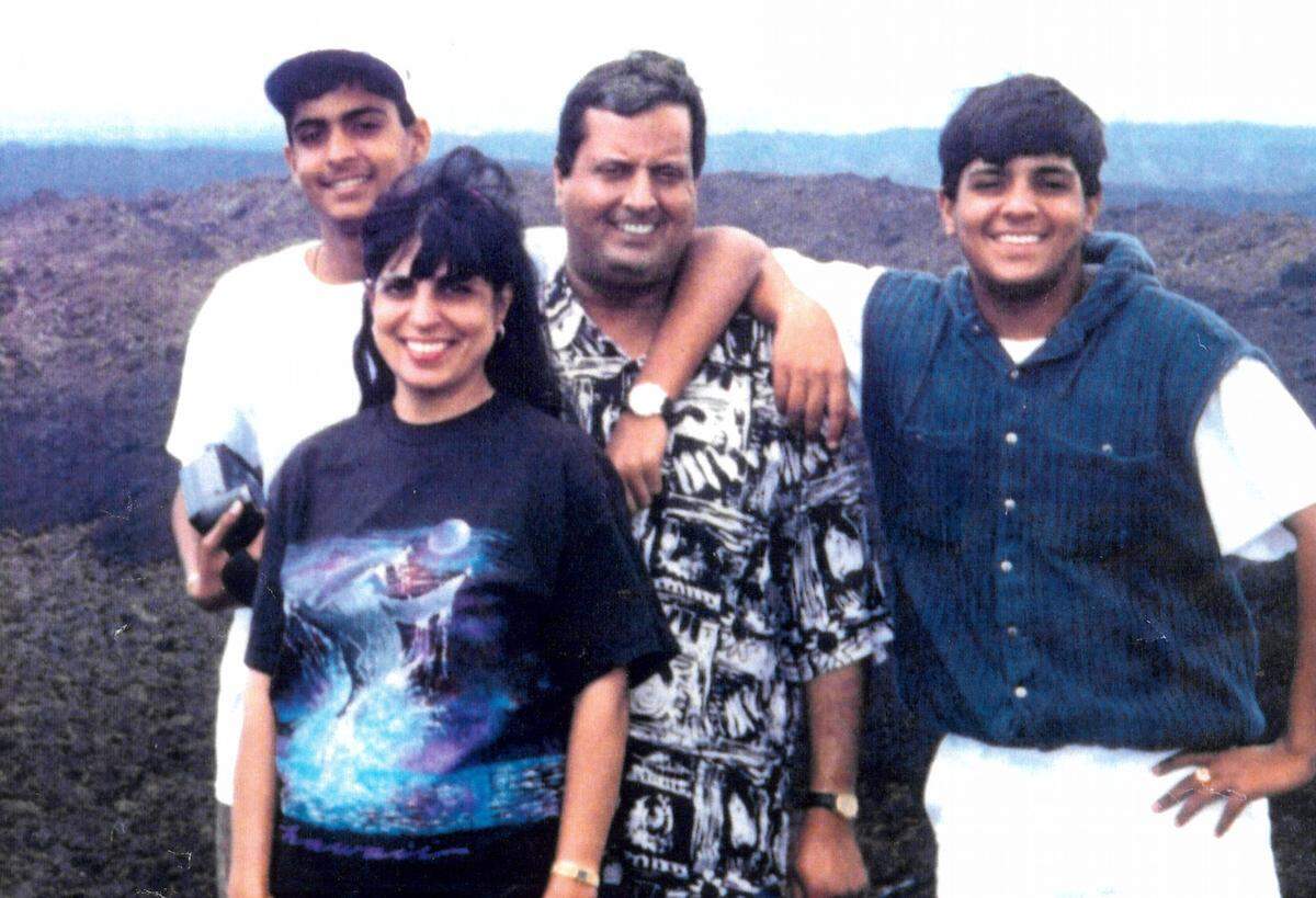 Nitin, Ramola, Bob and Dev Motwani on vacation in Hawaii in 1994 the summer before Bob passed away.