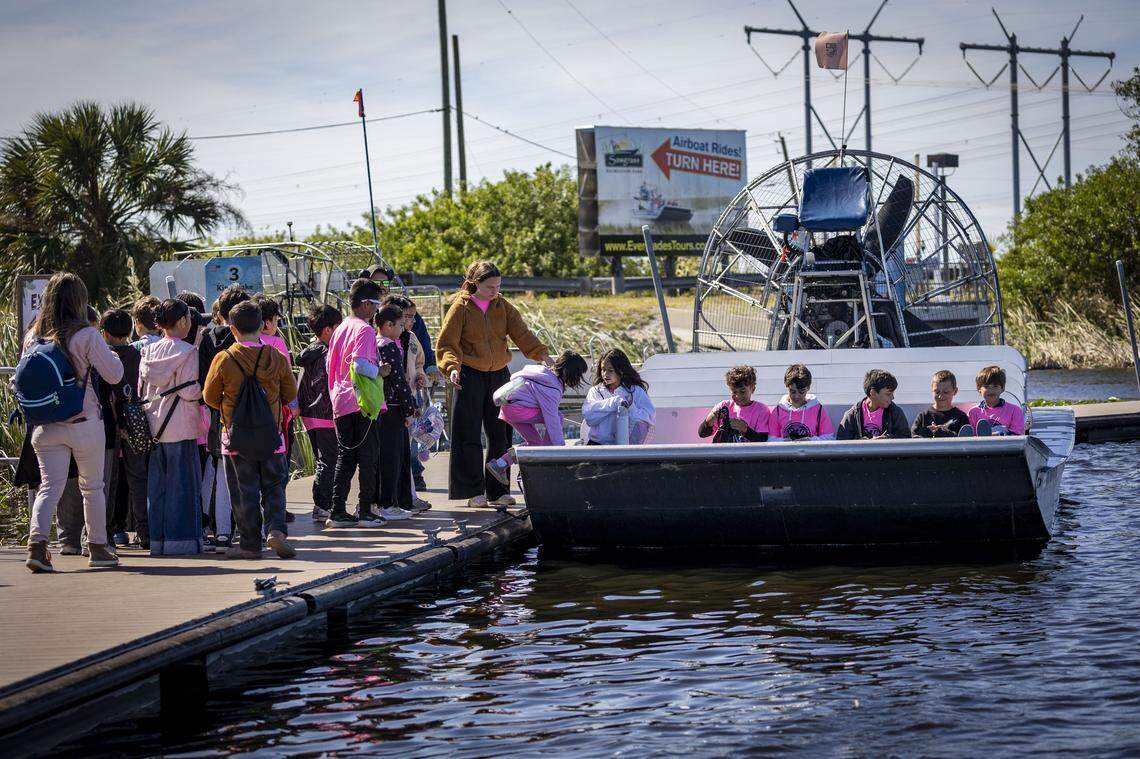 The Everglades are an important draw for tourists and recreationists, such as these children at Sawgrass Recreation Park in Weston, Fla.