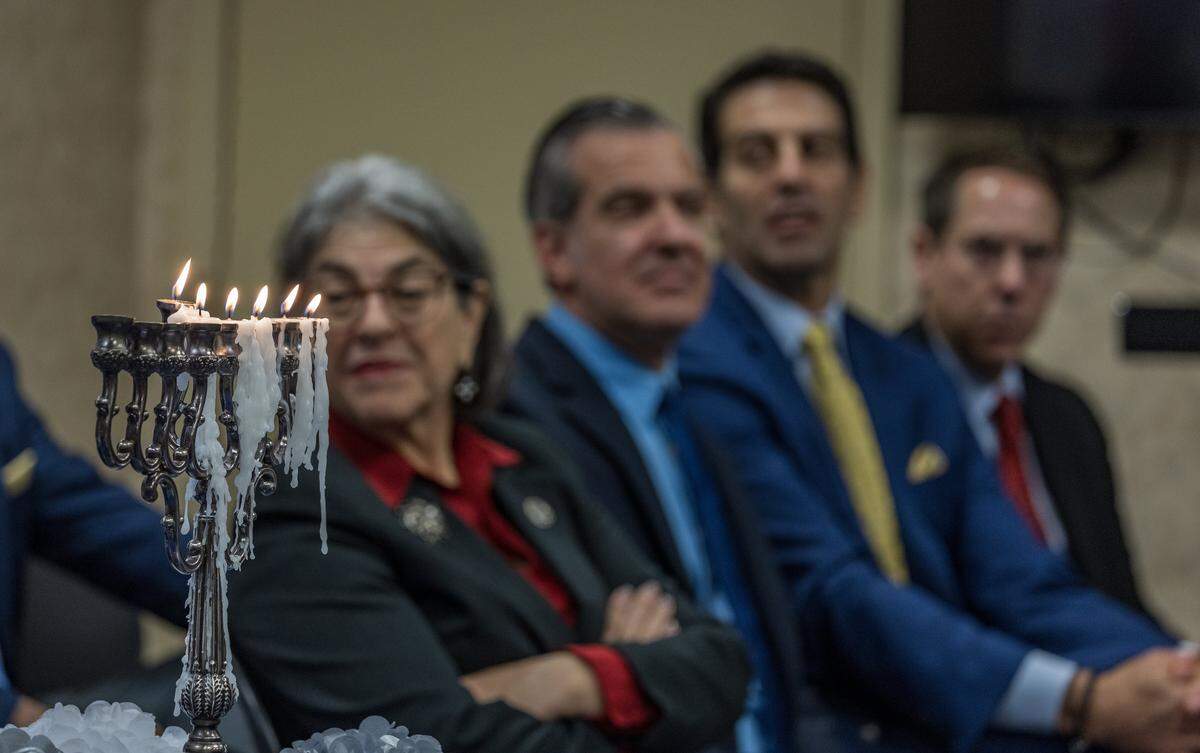 Local mayors including Miami-Dade Mayor Daniella Levine Cava, Miami Beach Mayor Steven Meiner and community leaders joined together to denounce antisemitism in South Florida on the fifth day of Hanukkah.