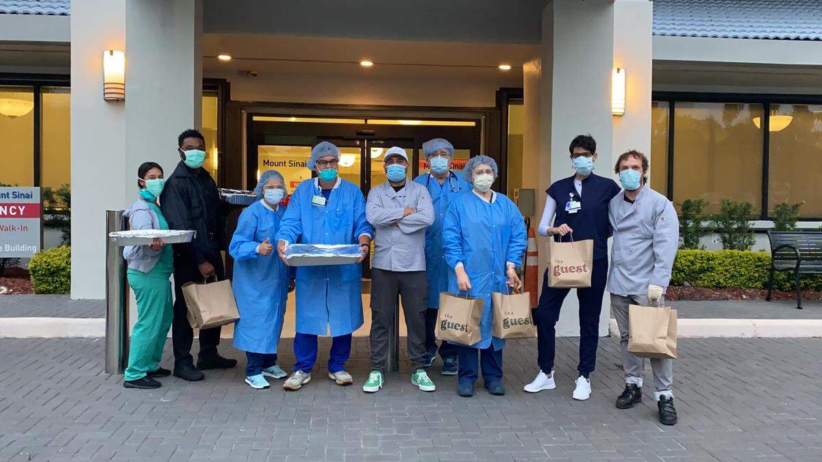 The Guest in North Miami Beach provides meals to doctors and nurses at Mount Sinai Medical Center in Miami Beach. The restaurant has donated meals to first responders at Aventura Hospital, the Intracoastal District Station of the Miami-Dade Police Department, and the North Miami Police Department.