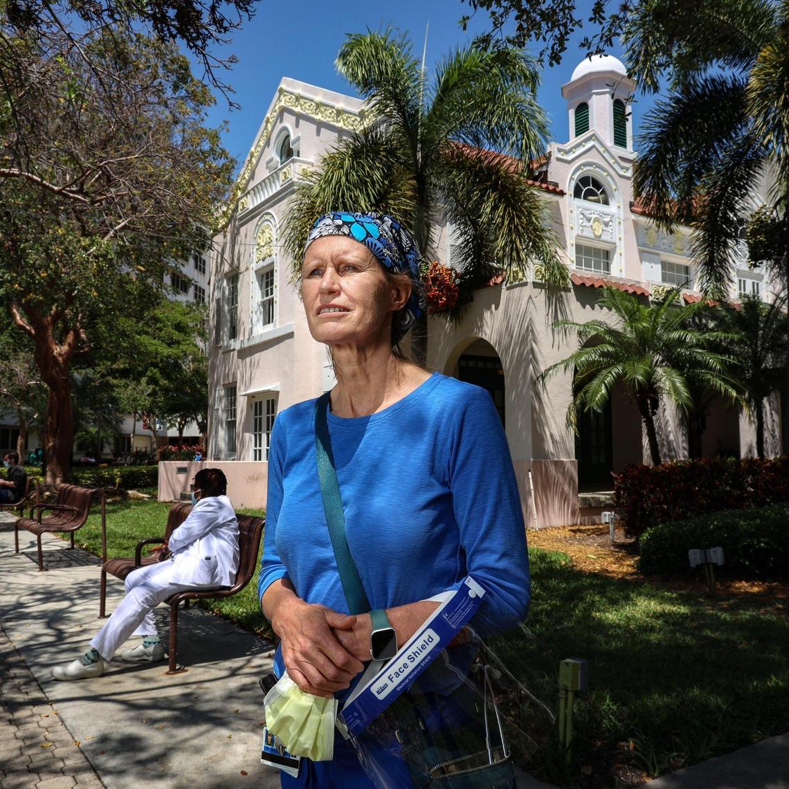 Martine Aerts, a Jackson Memorial registered nurse, was assigned to the hospital’s COVID rapid response team.