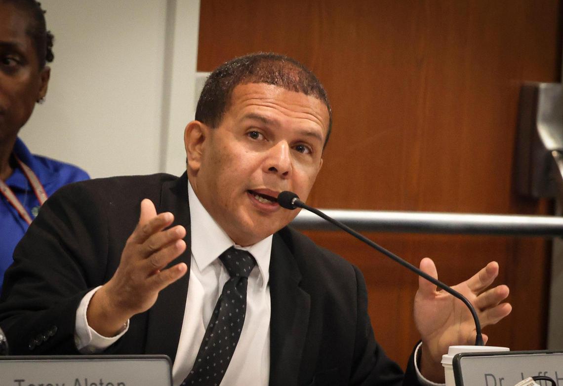 Broward School Board member Jeff Holness, District 5, who voted against the National Day of Prayer resolution on Tuesday, May 4, 2023. He said he was concerned about students who don’t believe in God and wanted to hear from people of different faiths.