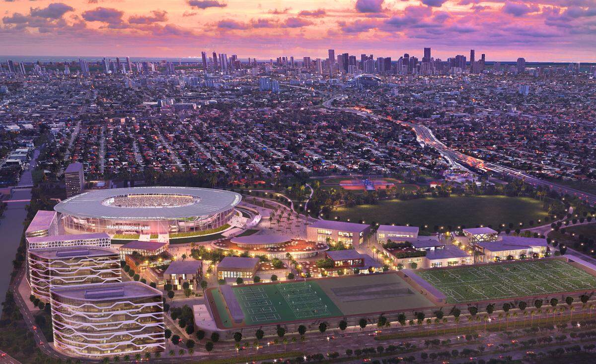 Rendering of Miami Freedom Park, the proposed future stadium of Inter Miami CF in Miami, Florida.