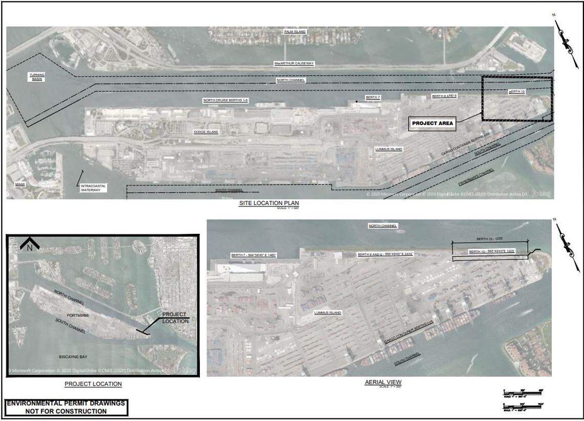 A drawing in the permit application for berth 10 at Port Miami shows where the new berth would go in relation to the port.