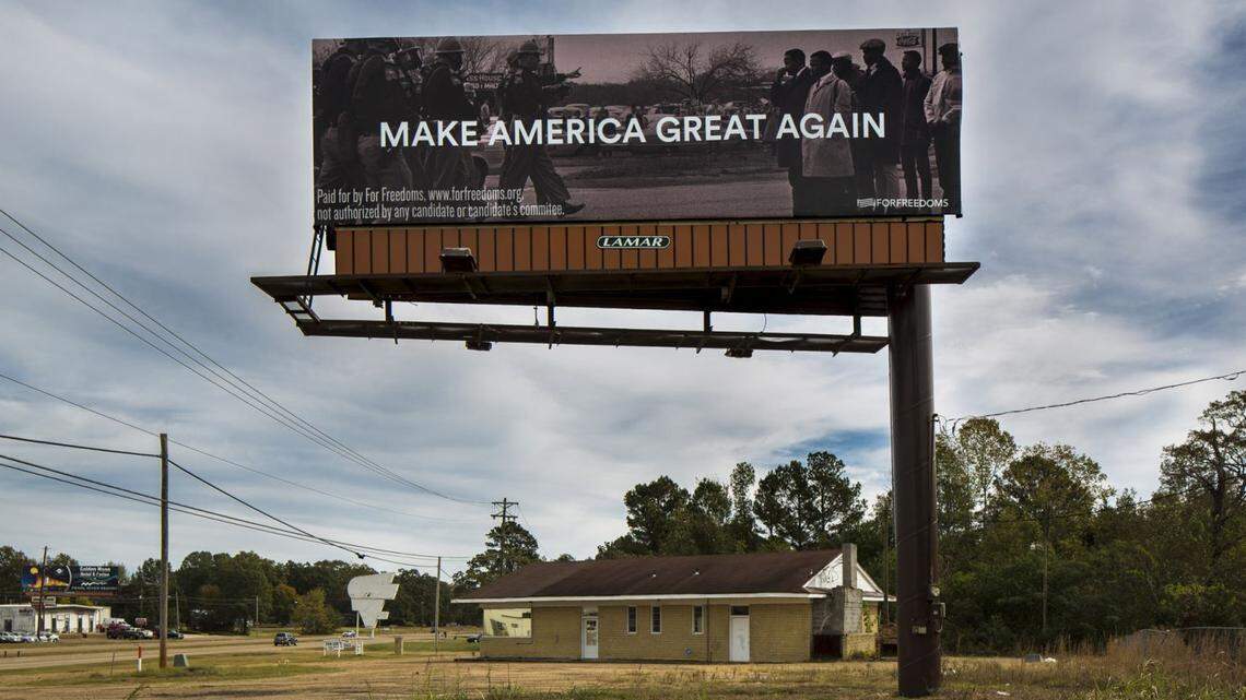 For Freedoms’ ”Make America Great Again” billboard ruffled feathers when it went up in 2016 in Pearl, Mississippi, according to reports.
