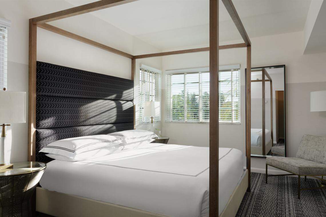 One of the rooms at the Kimpton Surfcomber hotel in Miami Beach.