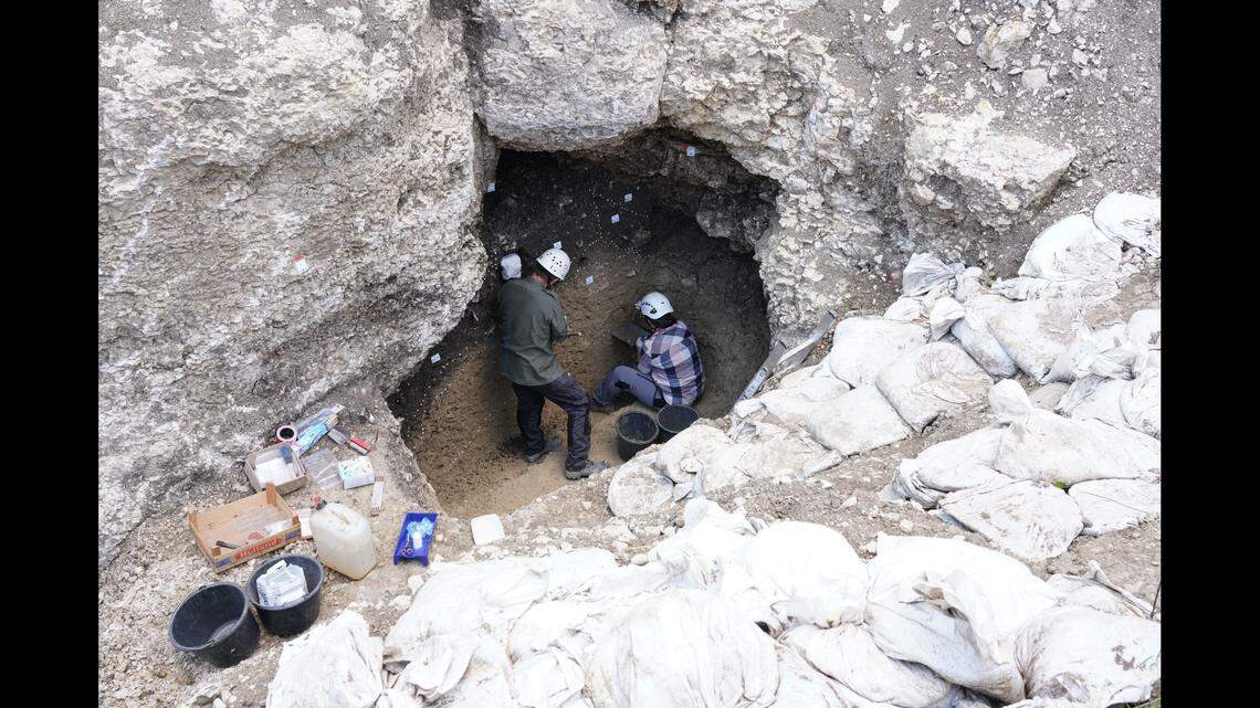 The cave held Ice Age stone tools and animal bones, archaeologists said.