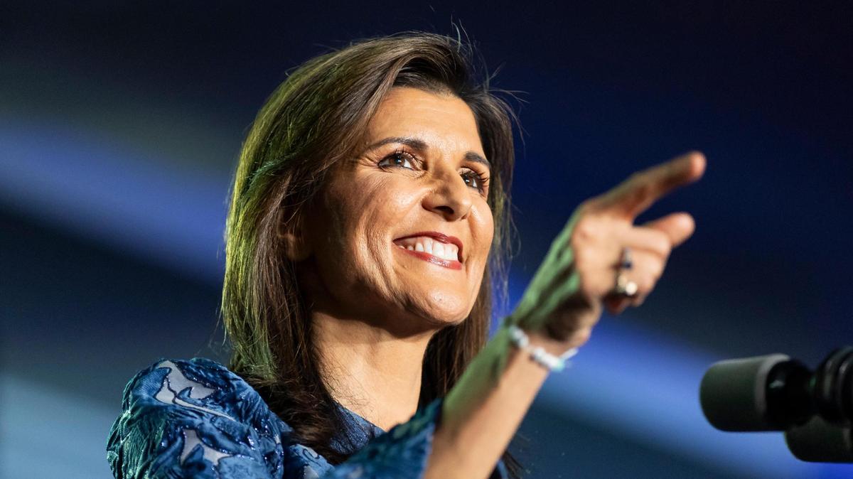 Former United Nations Ambassador Nikki Haley speaks to supporters during her primary night watch party at the Grappone Conference Center on Tuesday, Jan. 24, 2024, in Concord, New Hampshire.
