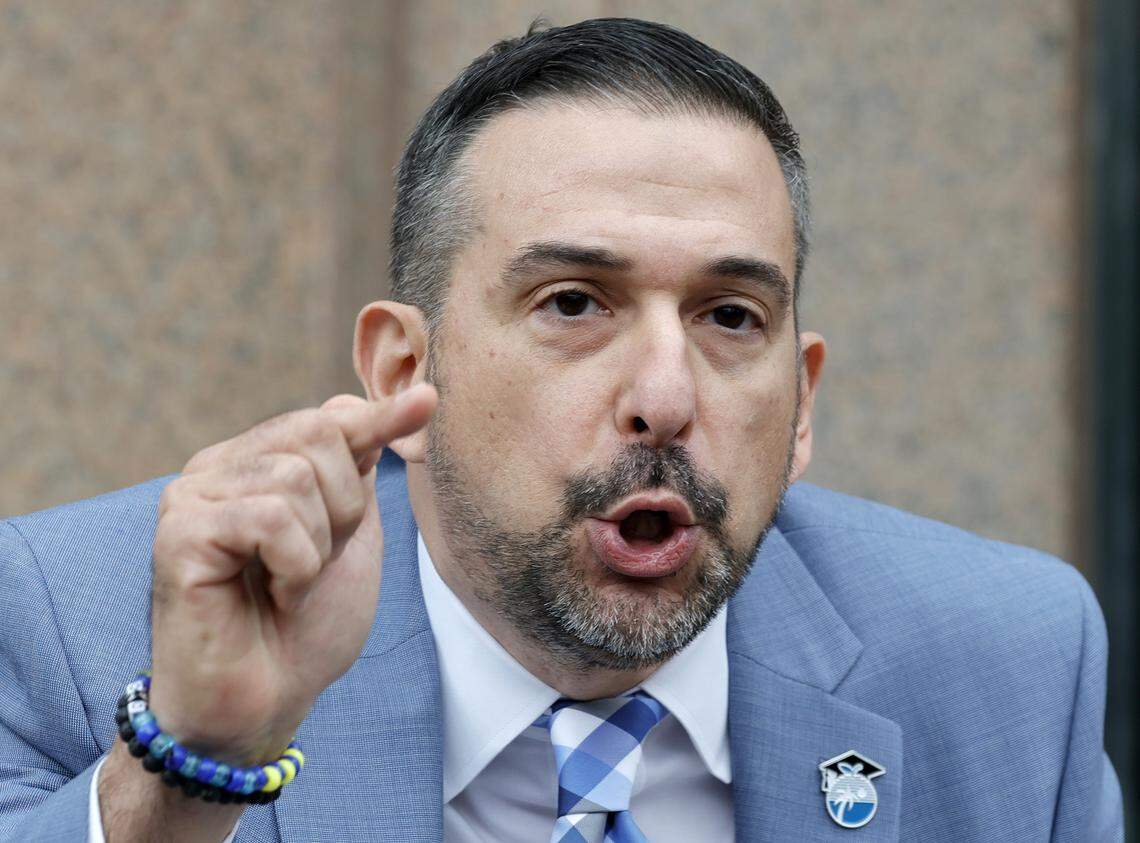 Broward County School Board member Adam Cervera, shown at an earlier meeting, was critical of the plan that was presented.