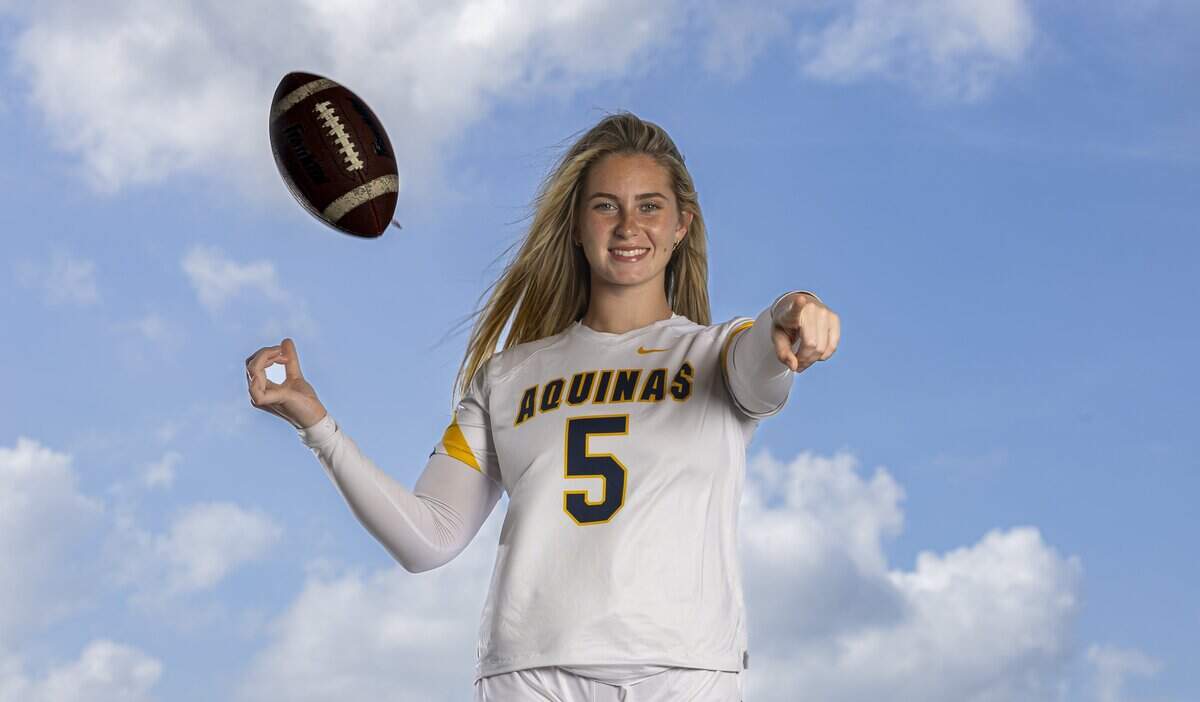 Emmi Merhi, Flag Football, St.Thomas Aquinas High School. All-Broward players photographed at Brian Piccolo Sports Park on Wednesday, May 27, 2026, in Cooper City, Fla.