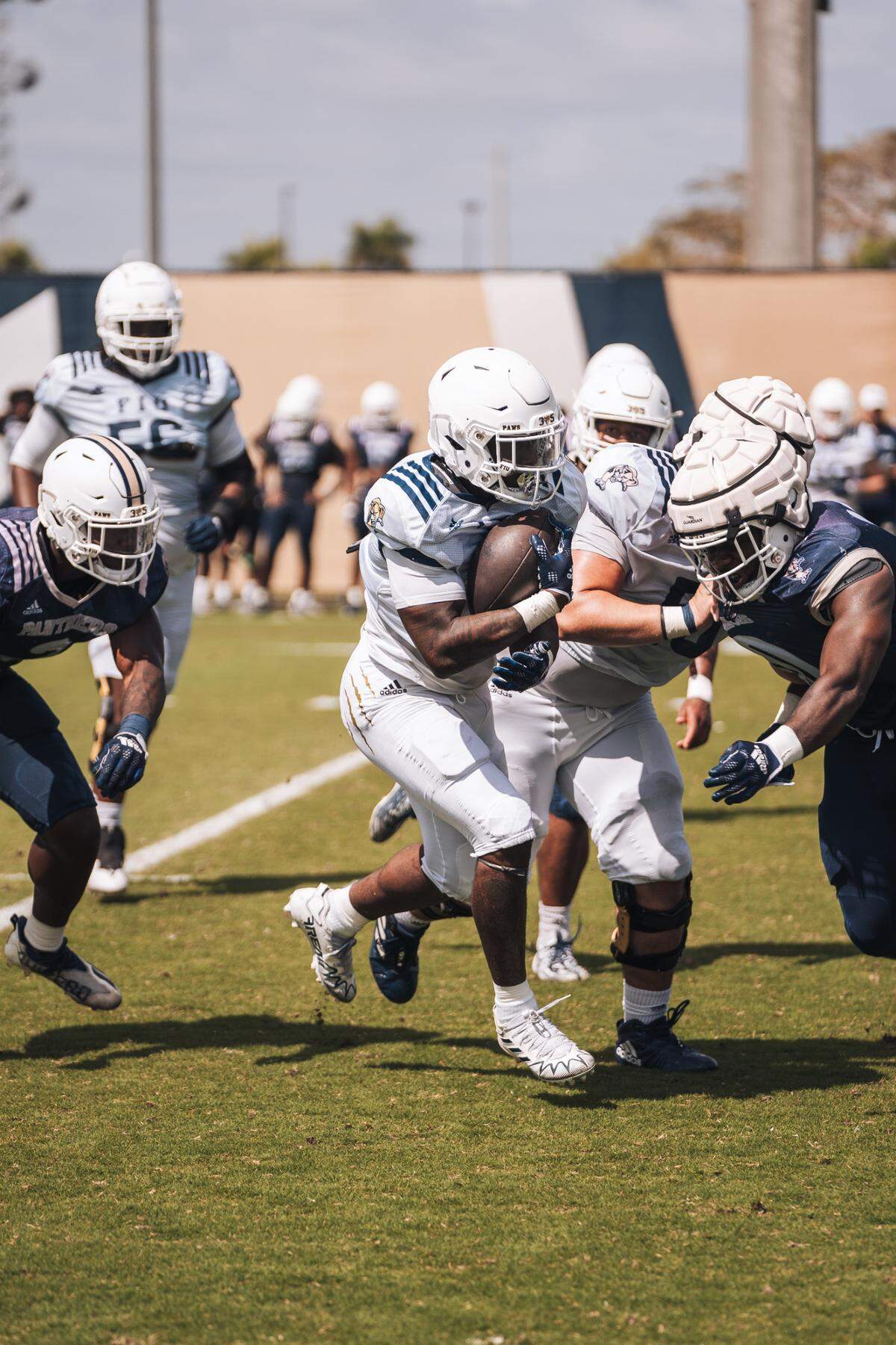 With FIU’s leading rusher last year, Lexington Joseph, out for the season due to a knee injury, Shomari Lawrence (pictured here during a recent practice) heads into the season atop the Panthers’ depth chart.