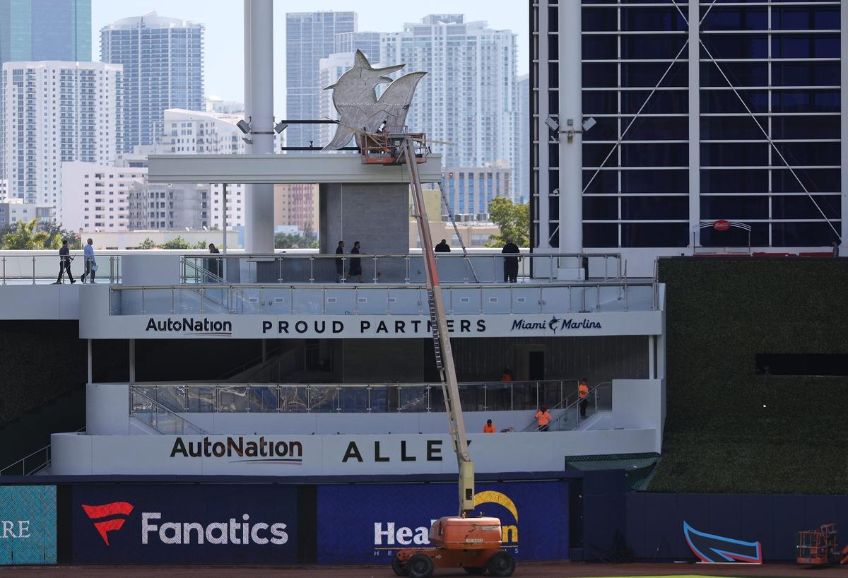 The seven-story monument to home runs in the outfield is no longer as field maintenance crew prep for the team’s season opening game. The Marlins gave the media a tour of the new renovations and food offerings, ending with a short interview with Derek Jeter, CEO/part owner of the Miami Marlins, on Tuesday, March 26, 2019, as the team prepares for the season opener against the Colorado Rockies on Thursday, March 28.