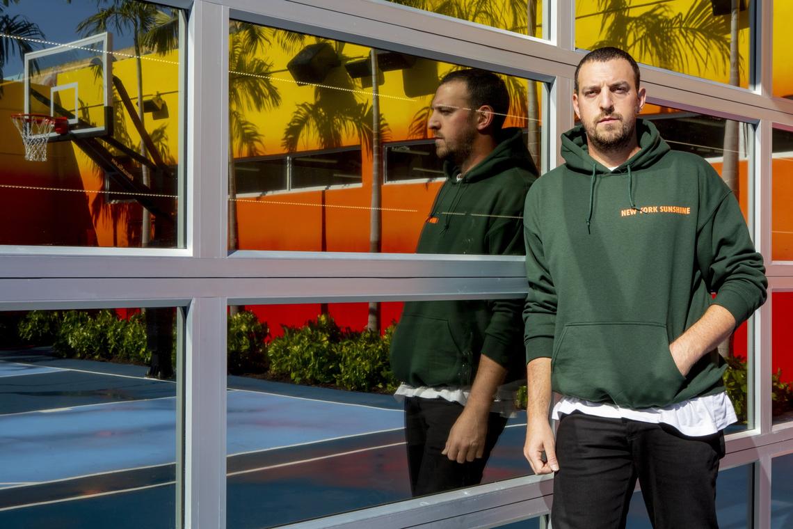UNKNWN co-owner Jaron Kanfer stands on the basketball court in his second storefront location in Miami, Florida, on Wednesday, December 4, 2019. The retail store, which is also co-owned by LeBron James, opened in Wynwood during Art Basel.