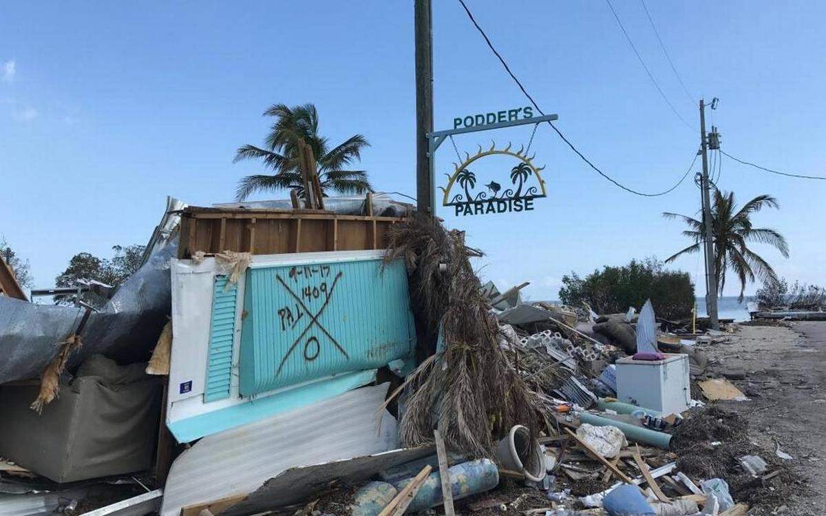 A sign was all that was left of a trailer at Sea Breeze RV Resort in Islamorada in the days after Hurricane Irma’s storm surge destroyed most of the subdivision’s homes.