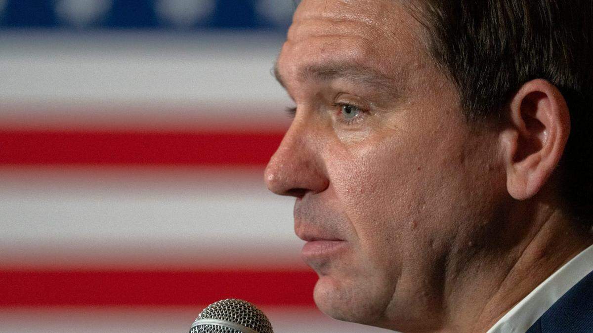 Florida Gov. Ron Desantis speaks at a town hall meeting in New Hampshire when he was still running in the Republican presidential primary.