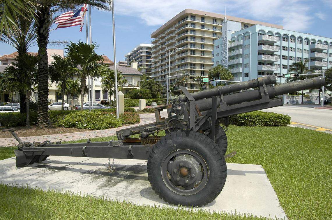 Champlain Towers, pre-collapse, looms in the background in the photograph of Veterans Park at 88th Street and Collins Avenue in Surfside.