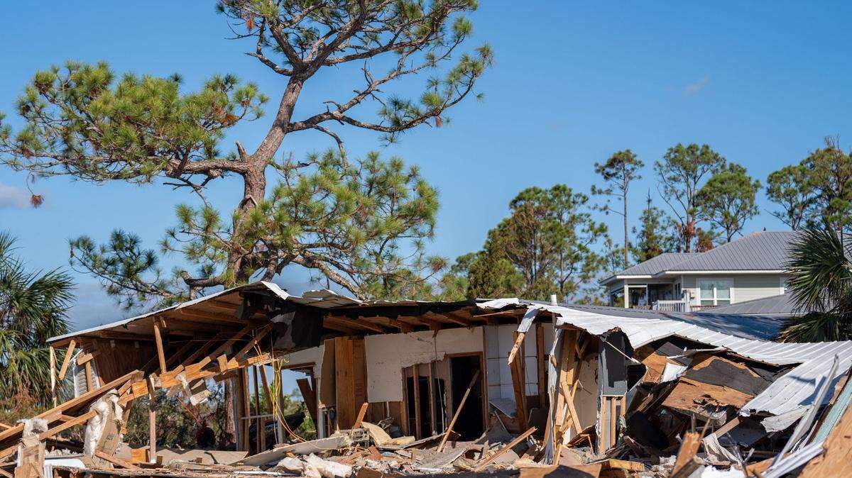 Remnants of homes completely destroyed by Hurricane Helene are seen in Keaton Beach, Florida, almost two months after the catastrophic hurricane made landfall.