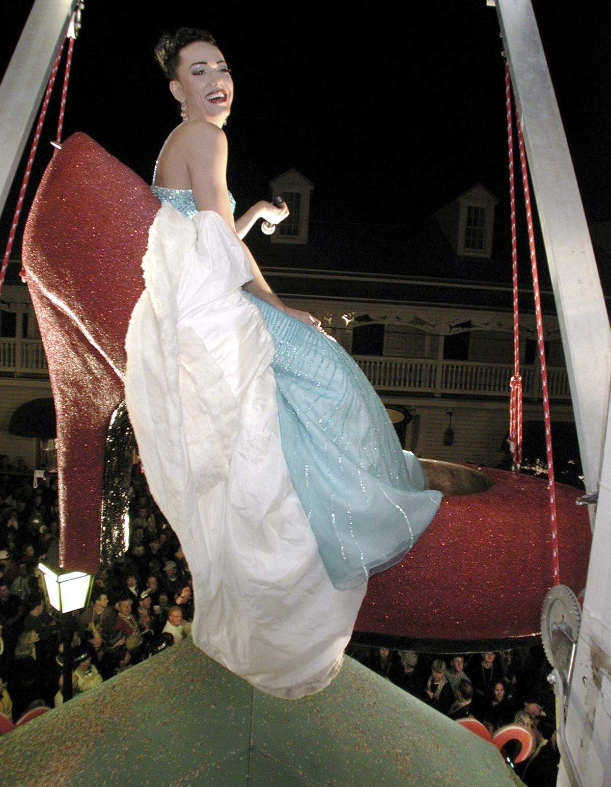 Sushi in her big red shoe for New Year’s Eve in Key West 2002.