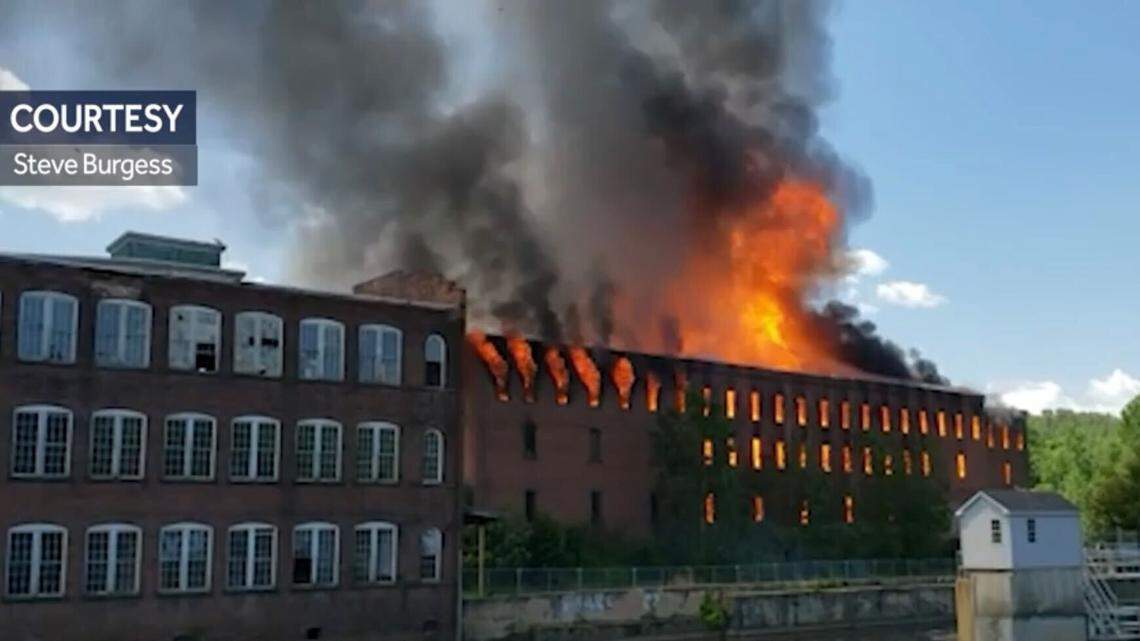 Three youths are accused of igniting a huge fire that destroyed four buildings, including an abandoned factory, in Orange, Massachusetts, fire officials said.