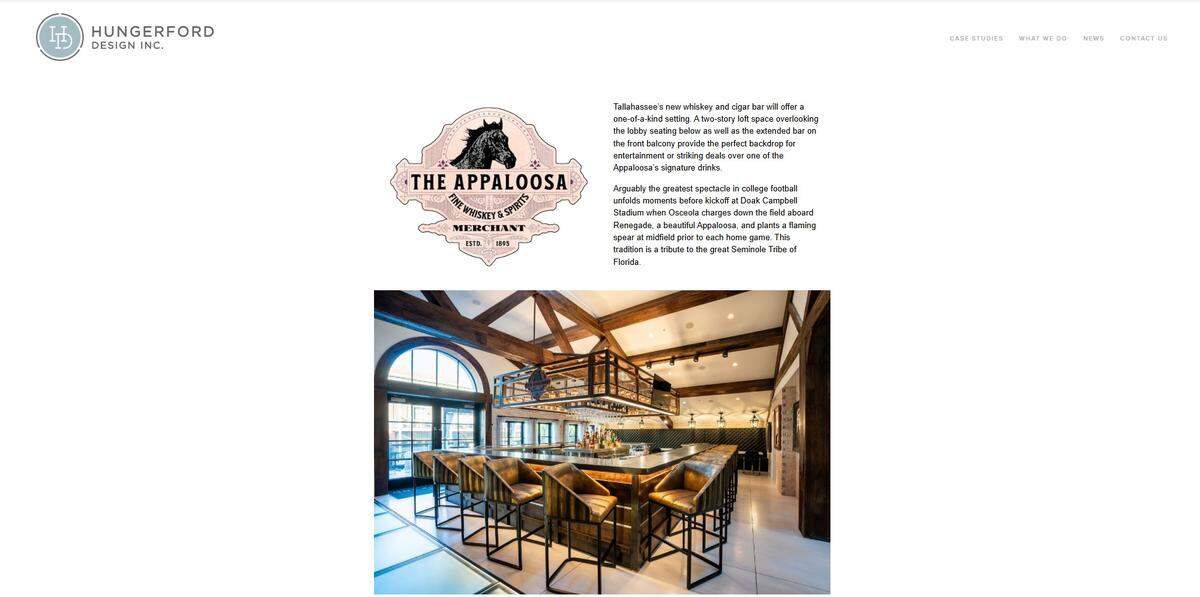 The Hungerford Design website includes a detailed description of the renovation of the Governor’s Inn, and photos of the interior. This screen grab shows the Appaloosa Bar.