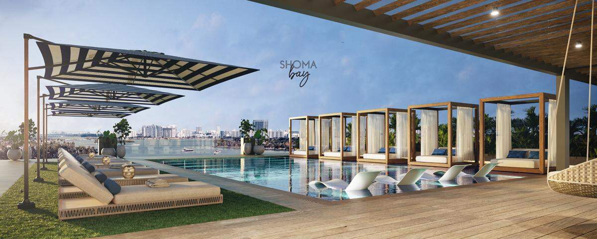 A rendering of the pool deck at Shoma Bay, which will feature the first workforce housing units in North Bay Village.
