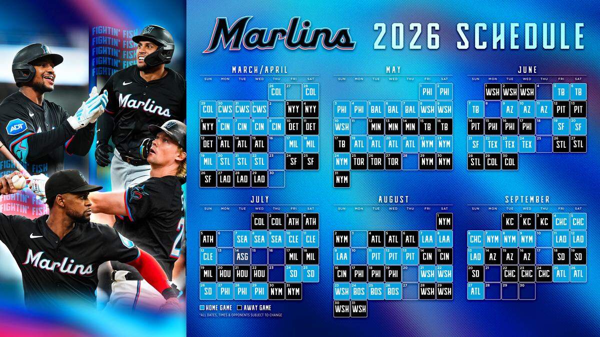 The Miami Marlins’ 2026 schedule.