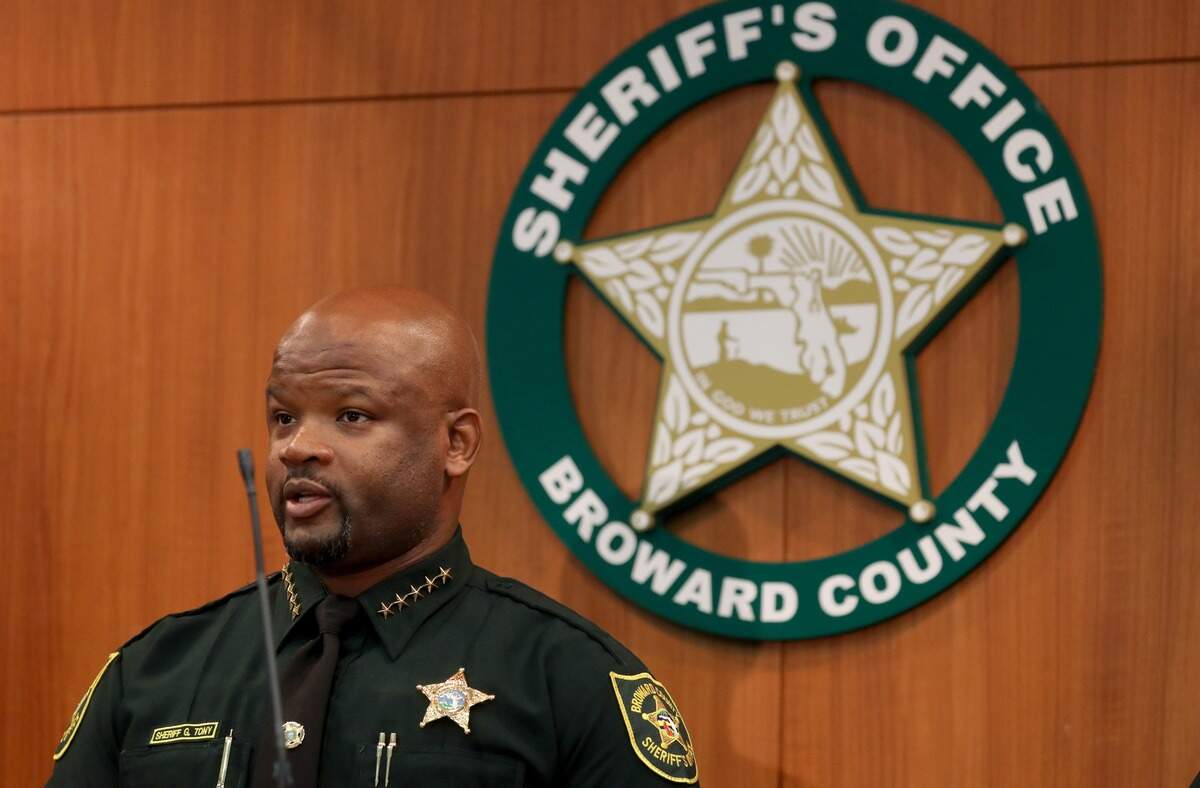 Broward Sheriff Gregory Tony addresses the media on Dec. 11, 2019, during a news conference announcing an update in an internal affairs investigation involving use of force. BSO fired Deputy Christopher Krickovich after the completion of a review and disciplinary hearing about his case in which he slammed a teen’s head against the asphalt, a violent encounter that drew accusations of police brutality.