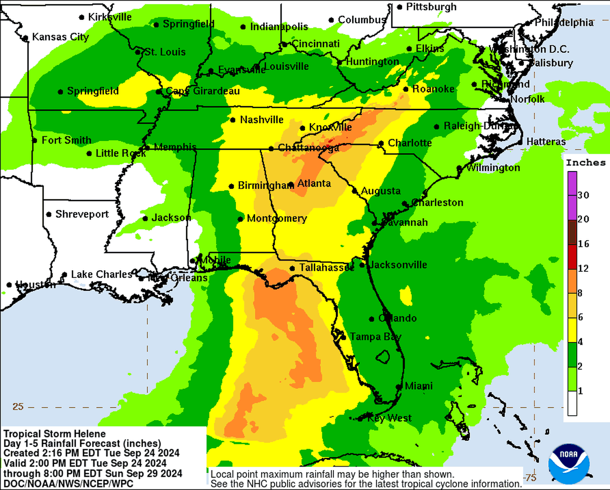 Life-threatening storm surge is forecast to plague Florida’s west coast as Tropical Storm Helene approaches in the coming days, forecasters say.&nbsp;