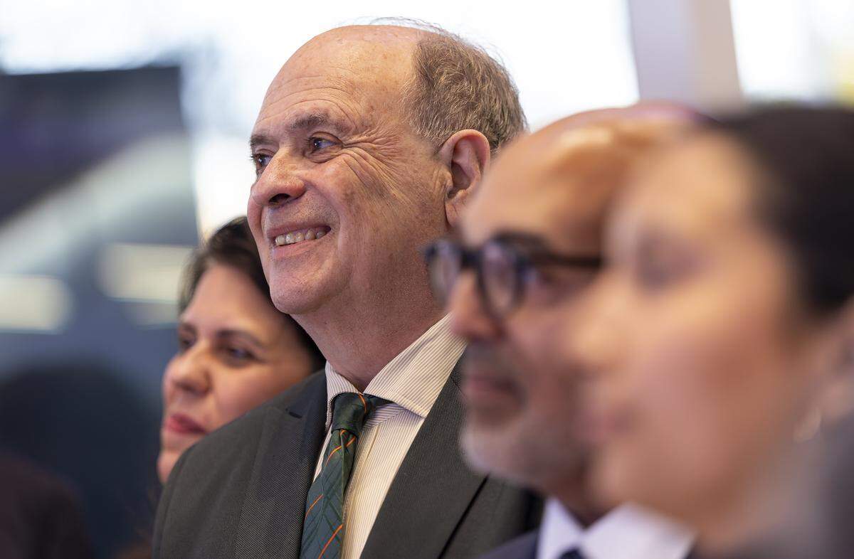Miami-Dade County Commissioner Juan Carlos Bermudez attends a preview event of a new emergency room at Jackson Memorial Hospital on Thursday, April 16, 2026, in Miami, Fla.