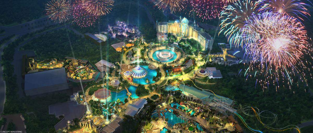 Concept art for Universal’s Epic Universe theme park, the third park in the resort’s arsenal.