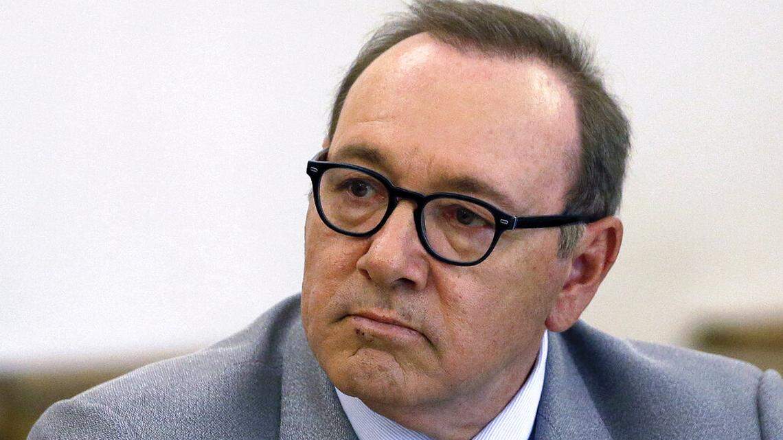 FILE - In this June 3, 2019 file photo, actor Kevin Spacey attends a pretrial hearing at district court in Nantucket, Mass.