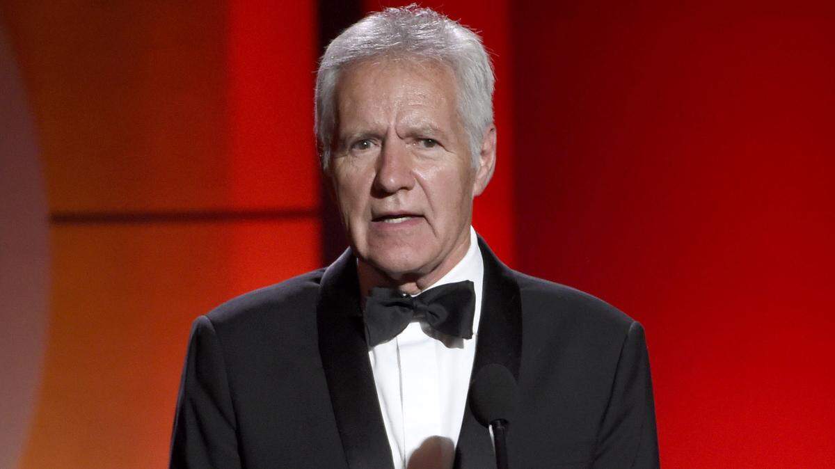 In this April 30, 2017 file photo, Alex Trebek speaks at the 44th annual Daytime Emmy Awards