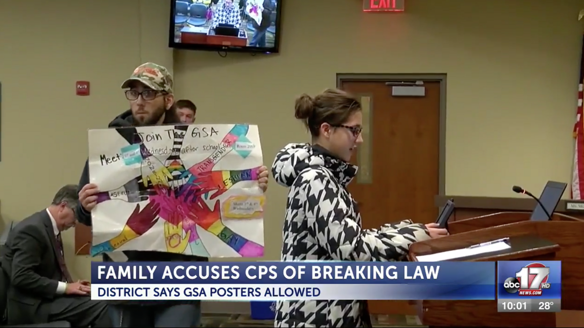 Ken Allen stole a Gay-Straight Alliance poster from Smithton Middle School in Columbia, Missouri, in a “fit of rage” because he says the club shouldn’t be allowed. The school board declined to press charges.