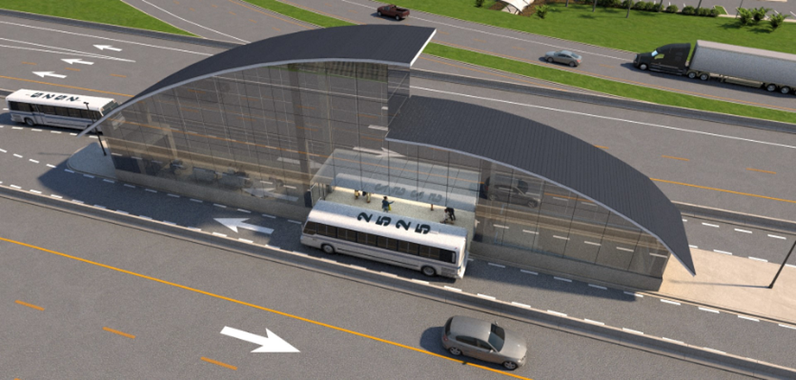 An artist rendering of a transit station for buses on the proposed 836 extension into Kendall.