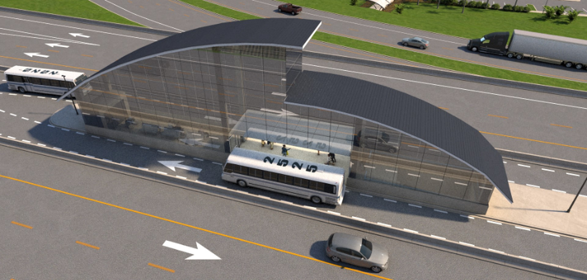 An artist rendering of a transit station for buses on the proposed 836 extension into Kendall.