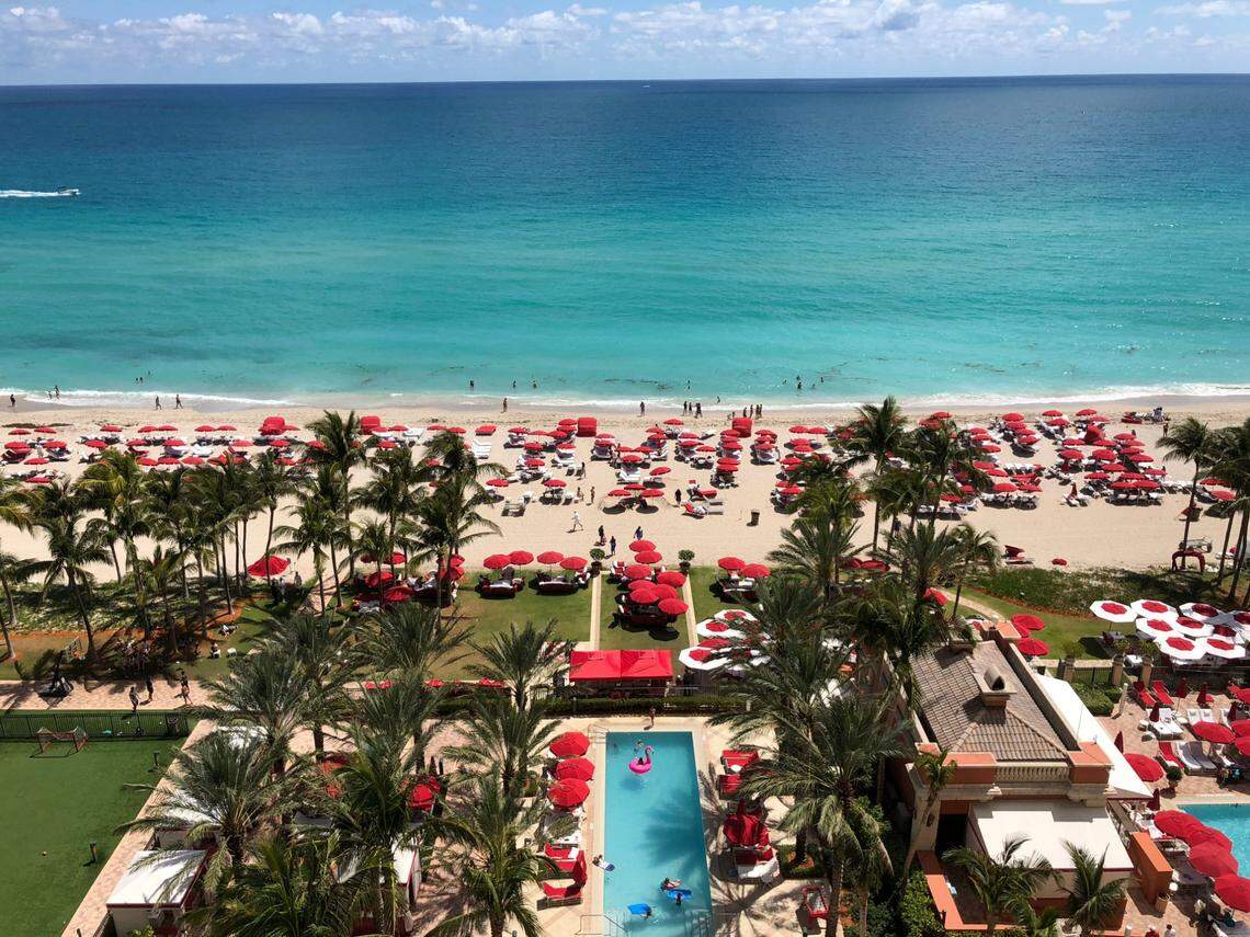 The view from one of the oceanfront rooms at Acqualina Resort in Sunny Isles Beach.