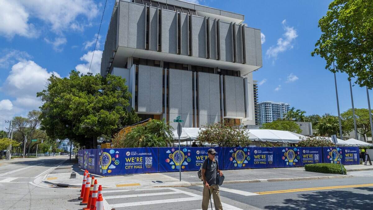 View of the site of the now-closed Fort Lauderdale City Hall building located at 100 N Andrews Ave, that will be demolished as a new government is being built in the downtown area on Tuesday, May 07, 2024.