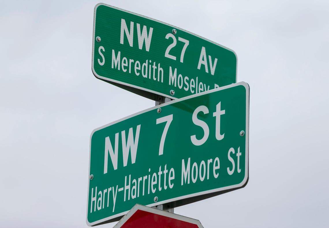 A street-naming ceremony was held at Northwest 27th Avenue and Northwest Seventh Street in Fort Lauderdale on Saturday, June 19, 2021. The ceremony honored Florida civil rights pioneer Harry T. Moore and his wife, Harriette V. Moore, by renaming Northwest Seventh Street to Harry-Harriette Moore Street.