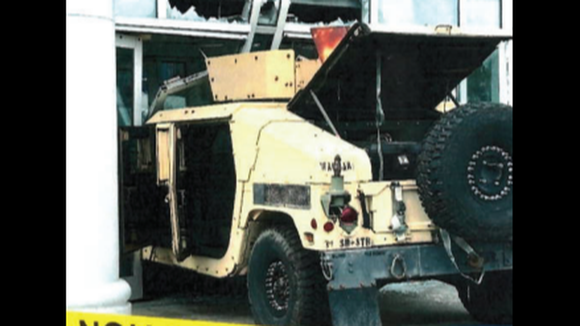 A retired U.S. Army soldier stole a Humvee and crashed it into building at Fort Stewart on July 10, federal prosecutors said.