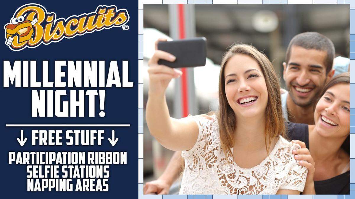 The Montgomery Biscuits’ Twitter promotion for ‘Millennial Night.’