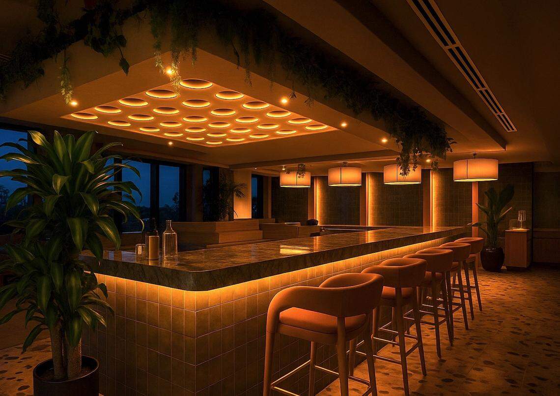 The indoor bar at CC Rooftop Social Club in Wynwood.