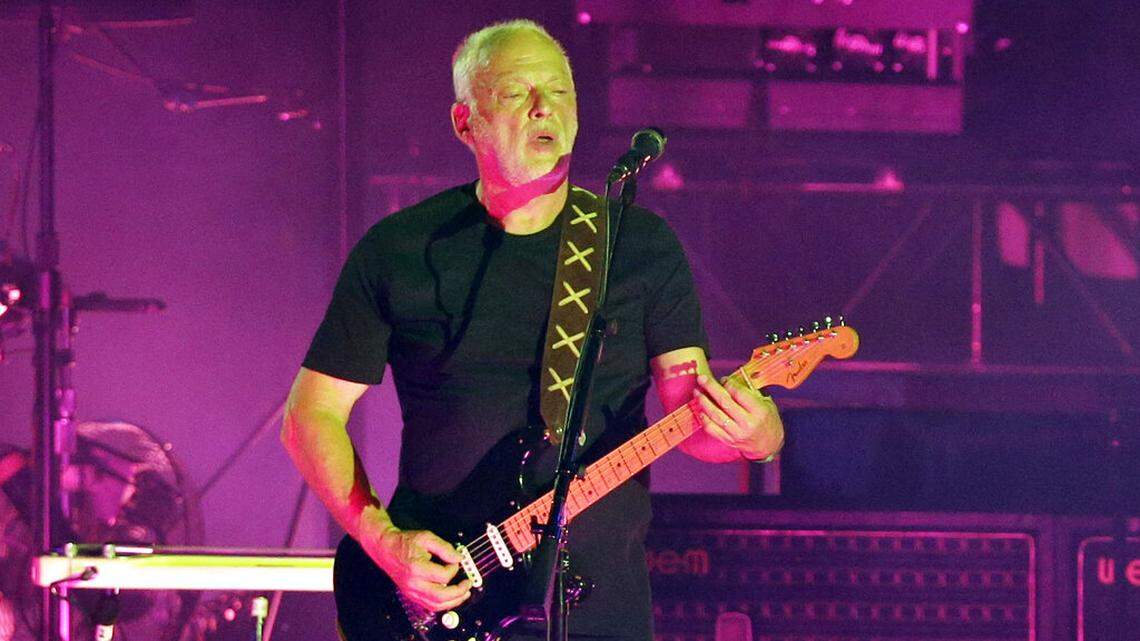 FILE - In this July 7, 2016, file photo, Pink Floyd musician David Gilmour performs in the ancient Roman amphitheater of the Pompeii archaeological site in Italy. The band announced on Thursday, April 7, 2022, it is releasing new music to support Ukraine.