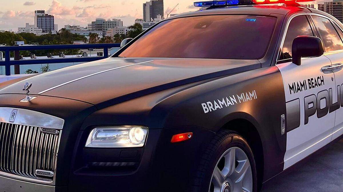 The Miami Beach Police Department unveiled a Rolls Royce on loan from Braman Motors that it says will be used for recruitment.
