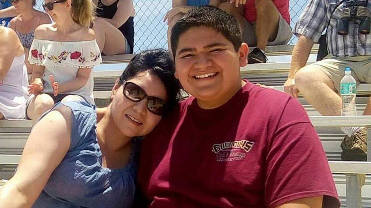 Kendrick Castillo, photographed with his mother, died in a Denver, Colorado, high school shooting on May 7.