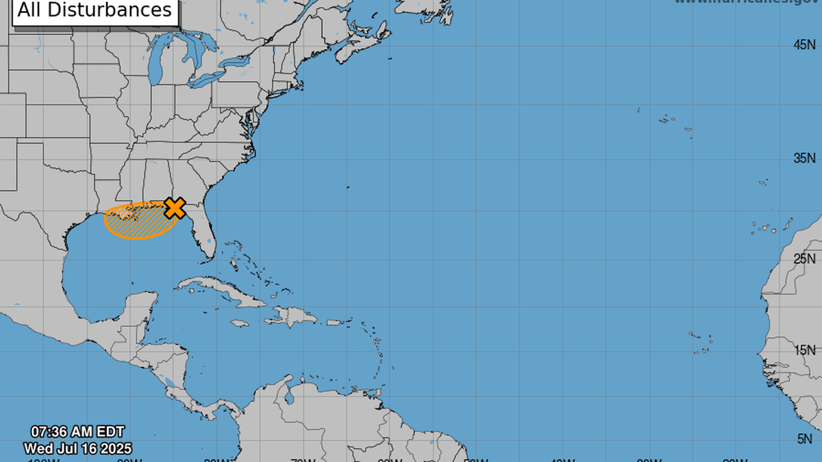 The chances of a tropical depression forming in the Gulf are holding steady at 40%.