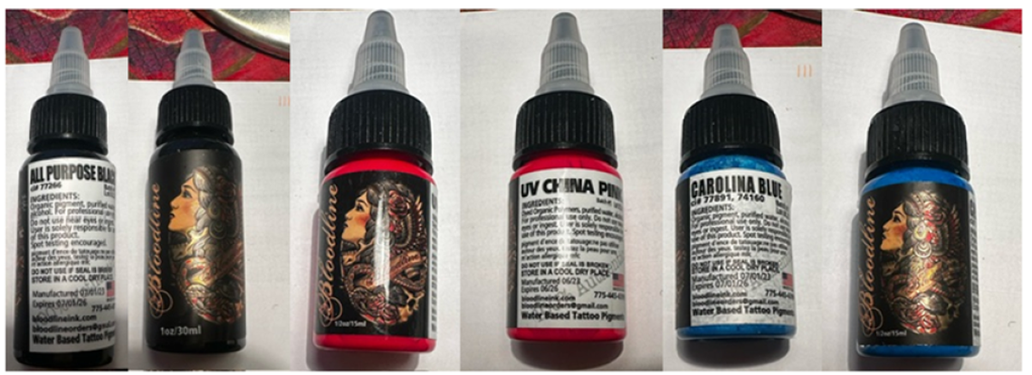 The recalled Bloodline tattoo pigments.