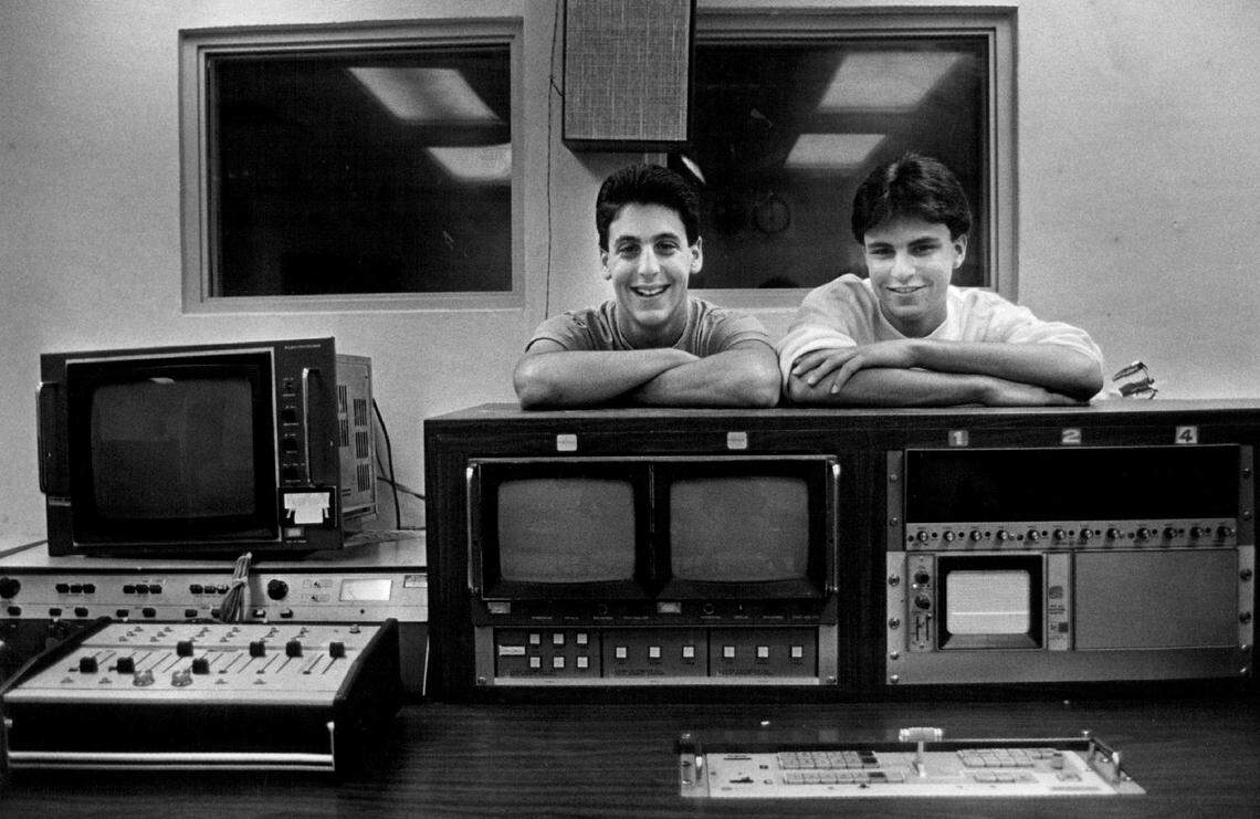 In 1986, North Miami Beach High School students who interviewed professional baseball players for their TV production class in the control room of the school’s TV studio.