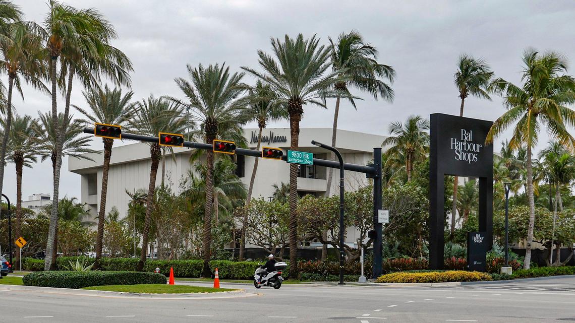 The entrance to Bal Harbour Shops off Collins Avenue in Bal Harbour, Florida, on Wednesday, January 10, 2024.