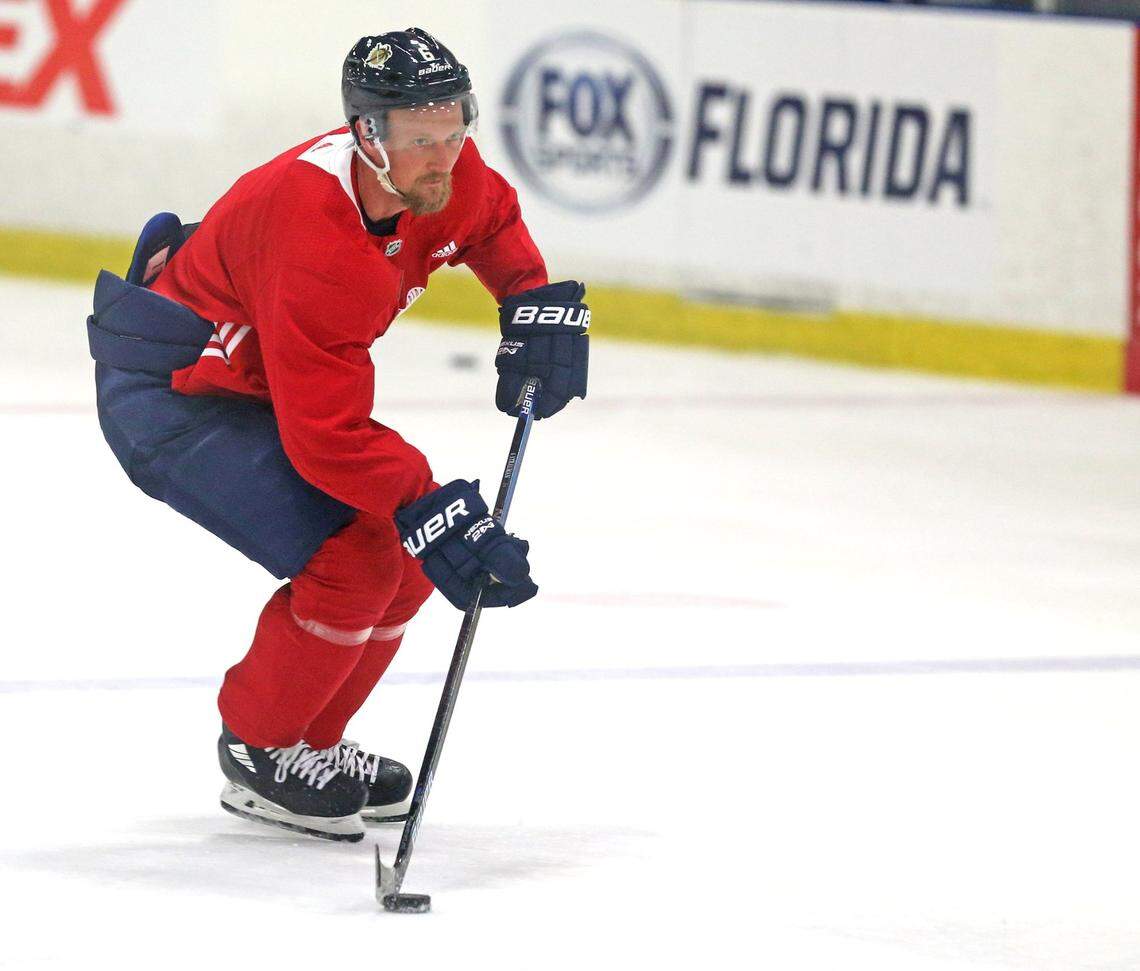 Florida Panthers Anton Stralman (6) at their practice facility in Coral Springs, Florida, July 15, 2020.
